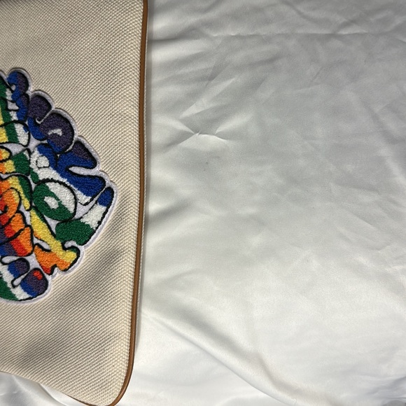 EUC-Micheal Kors Large Rainbow Pride Heart Logo Canvas Zip Pouch. Natural - Picture 9 of 9